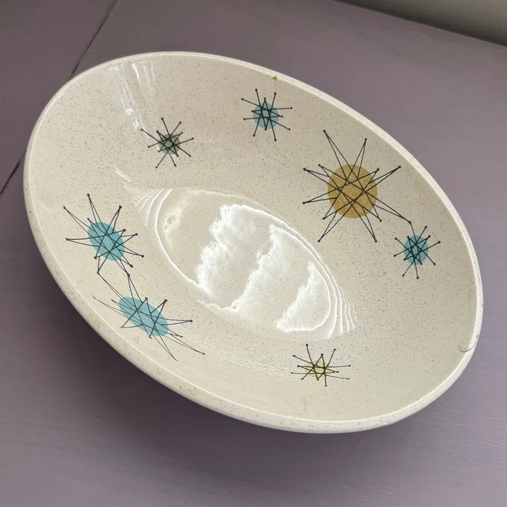 Franciscan Atomic Starburst Oval Serving Bowl 8.25” Vegetable Side Vintage MCM B